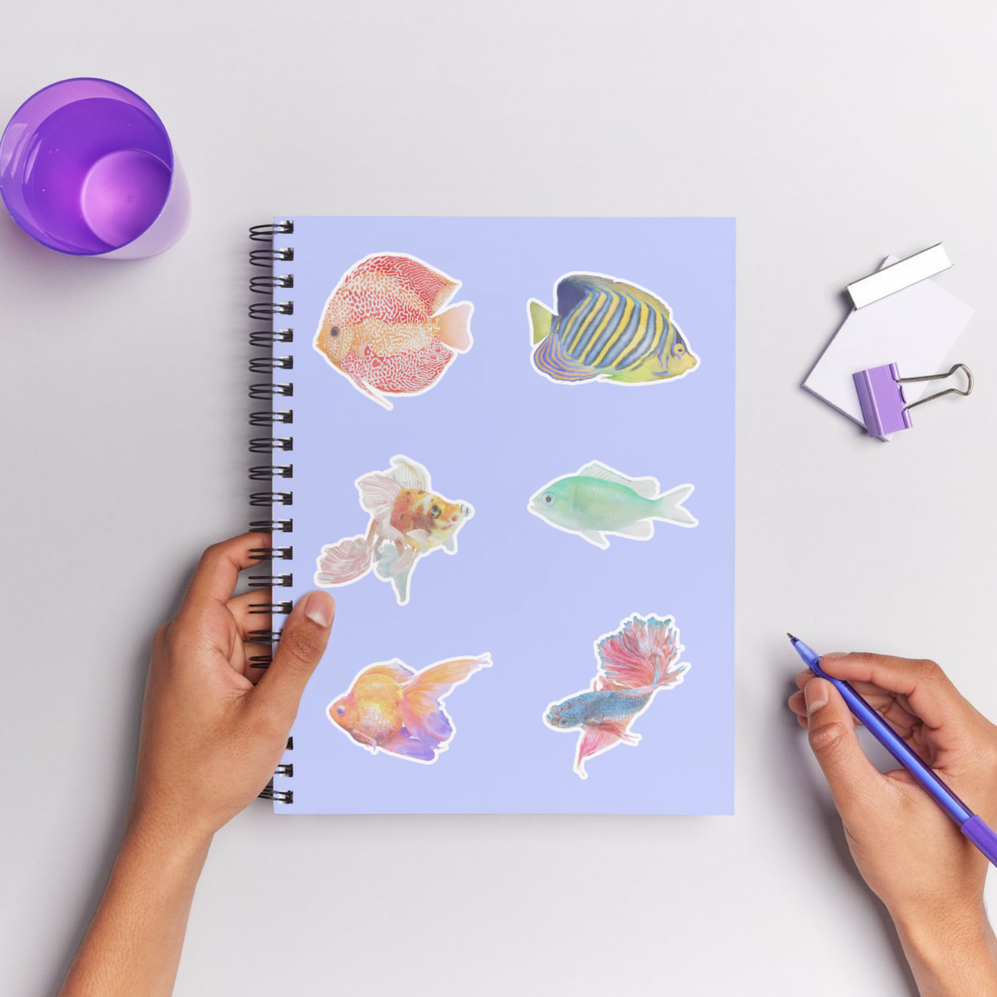 Hand-Painted Watercolor Tropical Fish Stickers