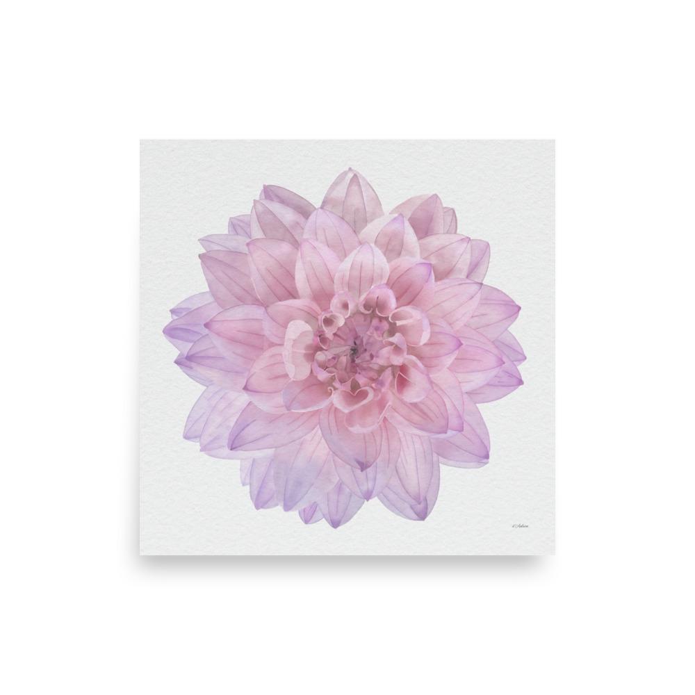 Pink Dahlia Watercolor Art Print: Botanical Home Decor