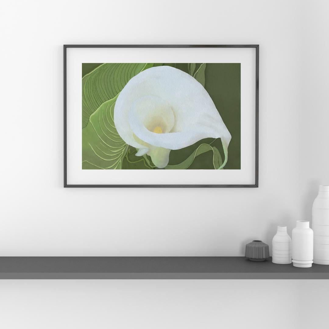 White Calla Lily Print - Watercolor Botanical Wall Art - Nature-inspired Home Décor