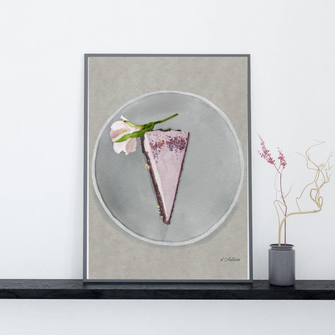 Lavender Cheesecake Watercolor Illustration Art Print