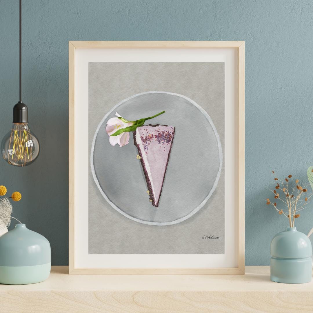 Lavender Cheesecake Watercolor Illustration Art Print