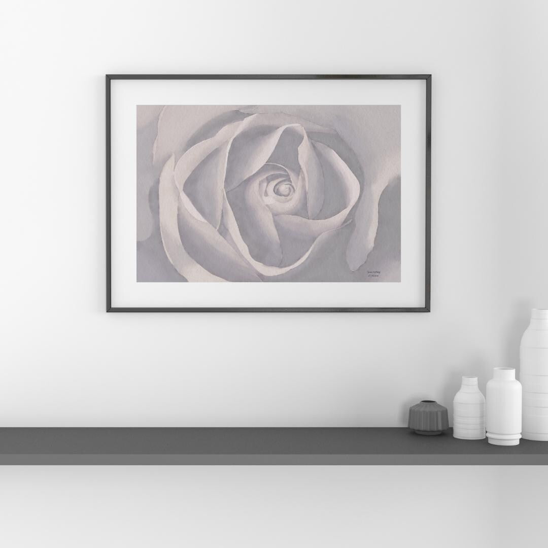 Shabby Chic Rose Watercolor Print - Purple Floral Botanical Wall Art