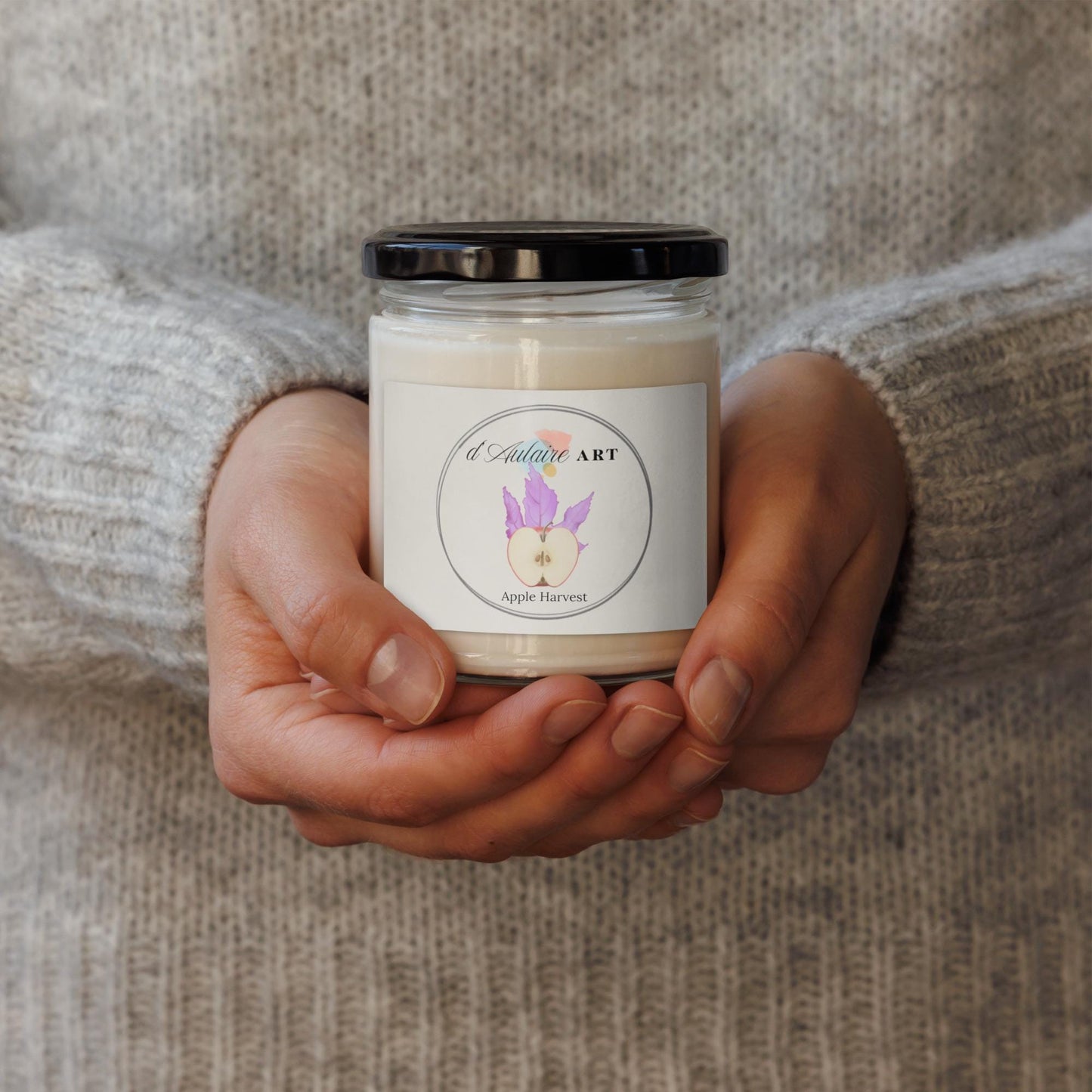 Apple Harvest Scented Soy Candle Watercolor Painting by d'Aulaire Art