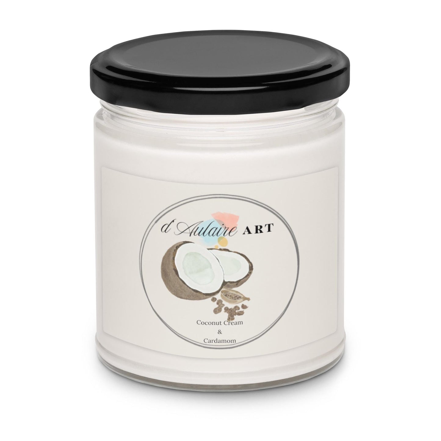 Coconut Cardamom Scented Soy Candle Watercolor Painting by d'Aulaire Art