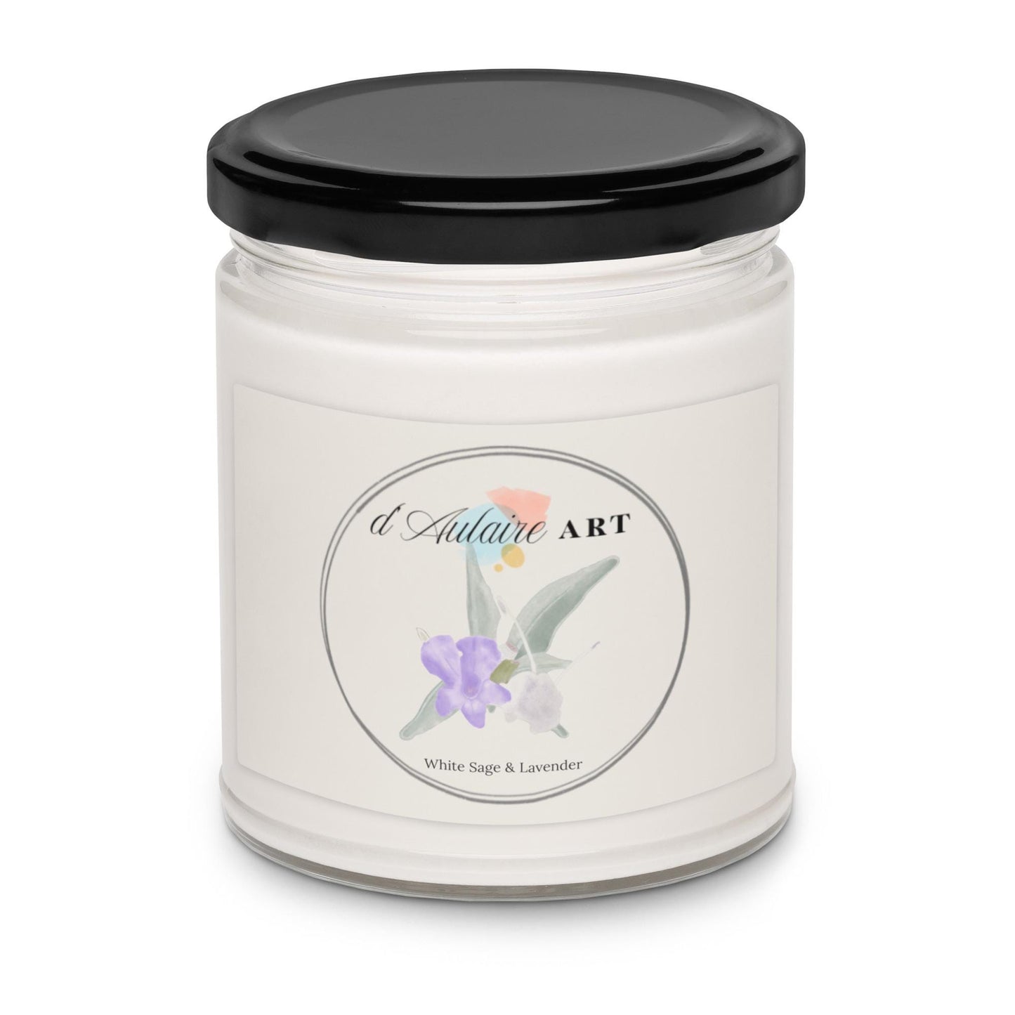 White Sage and Lavender Scented Soy Candle Watercolor Painting by d'Aulaire Art