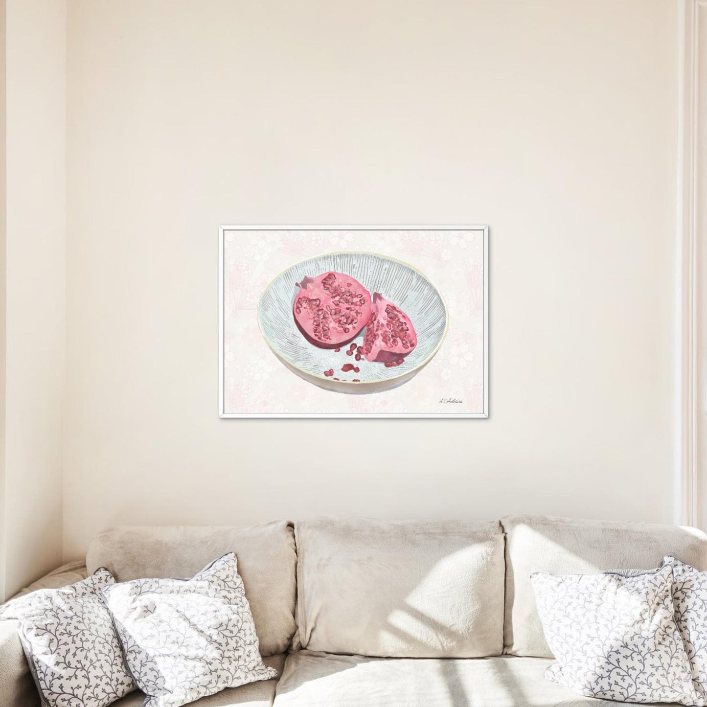 Watercolor Pomegranate Painting | Fruit Wall Art | Botanical Kitchen Décor