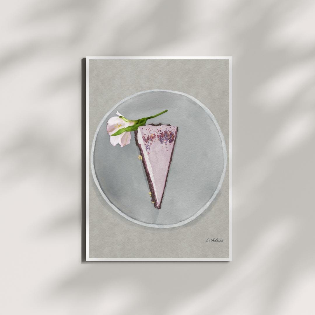 Lavender Cheesecake Watercolor Illustration Art Print