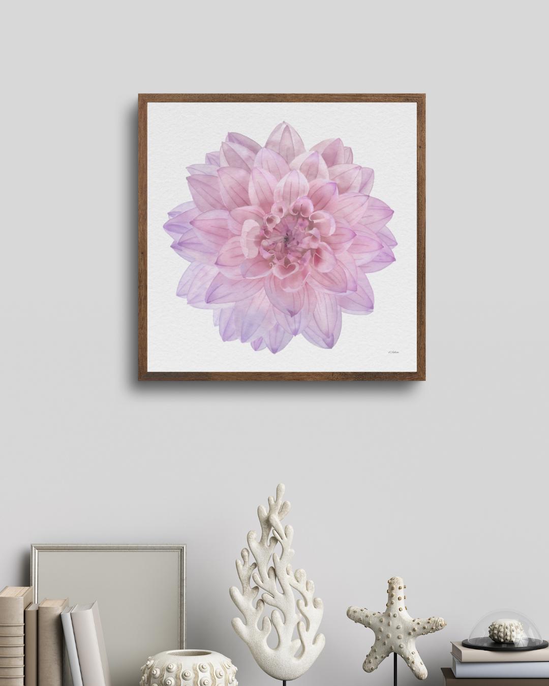 Pink Dahlia Watercolor Art Print: Botanical Home Decor