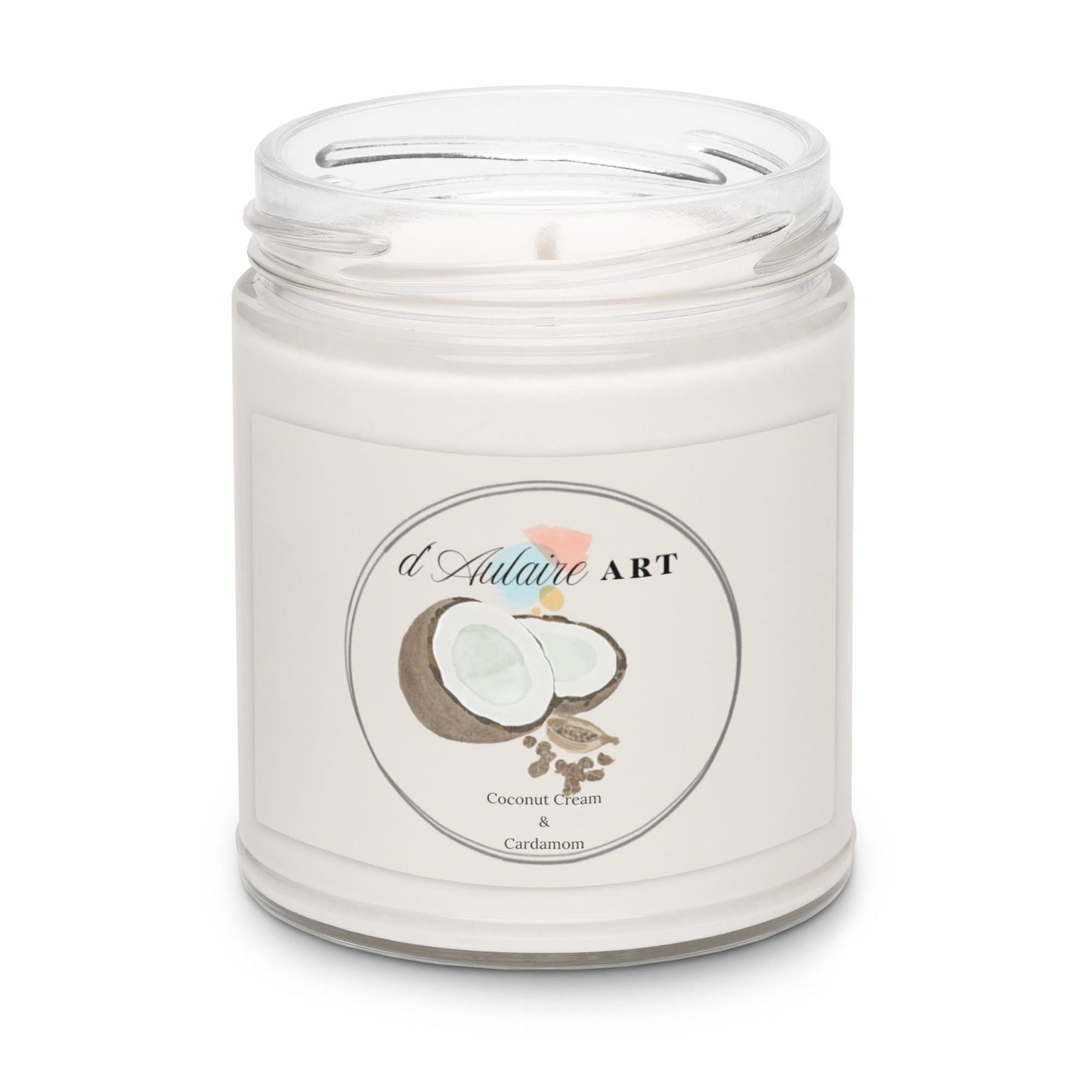 Coconut Cardamom Scented Soy Candle Watercolor Painting by d'Aulaire Art