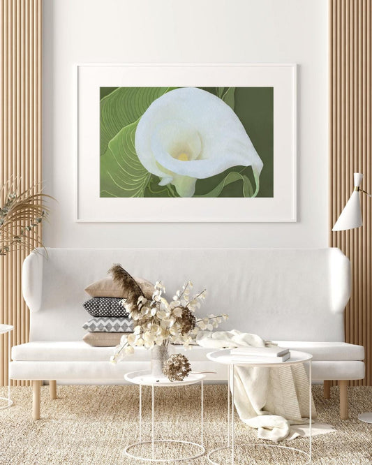 White Calla Lily Print - Watercolor Botanical Wall Art - Nature-inspired Home Décor