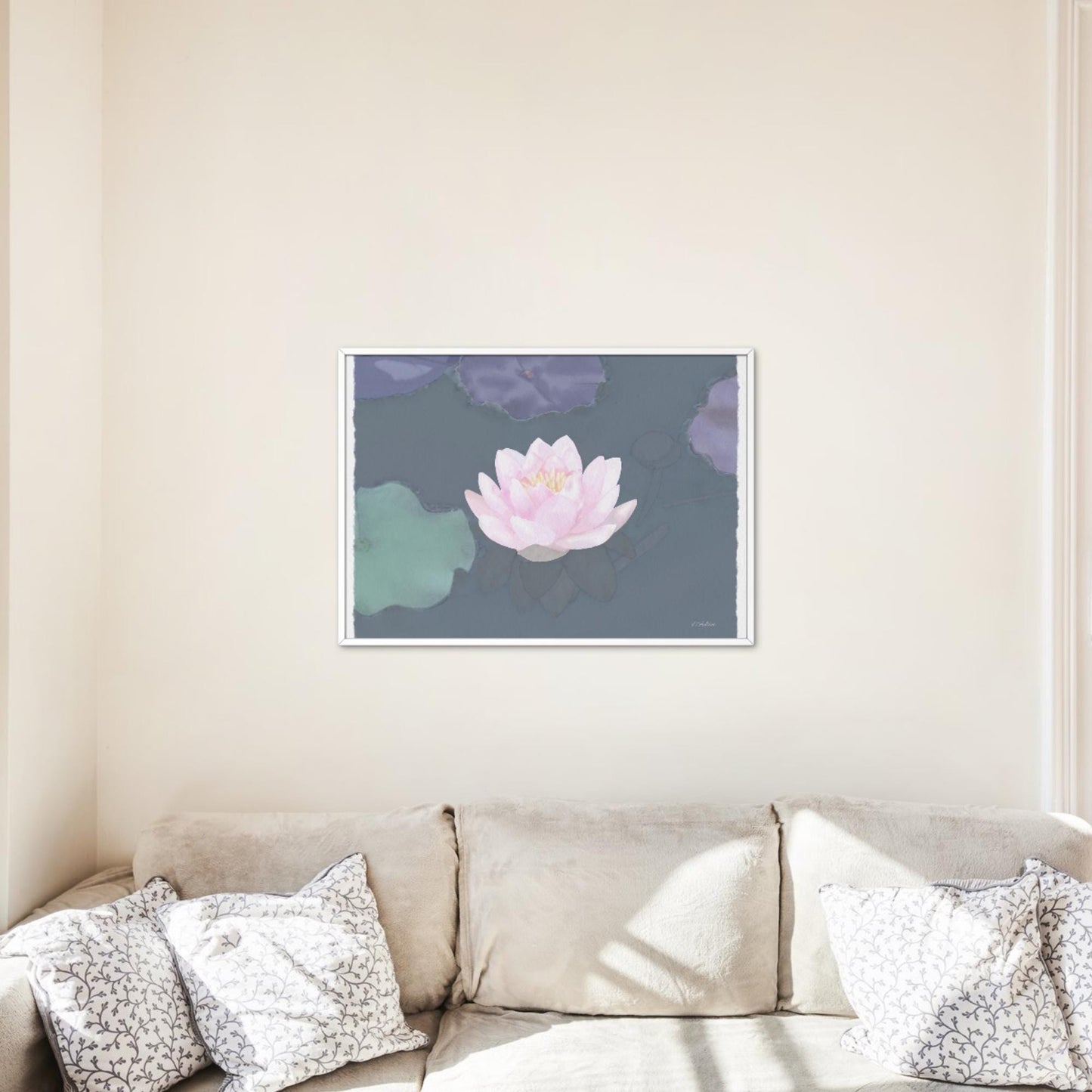 Watercolor Water Lily Pink Lotus Flower Art Print