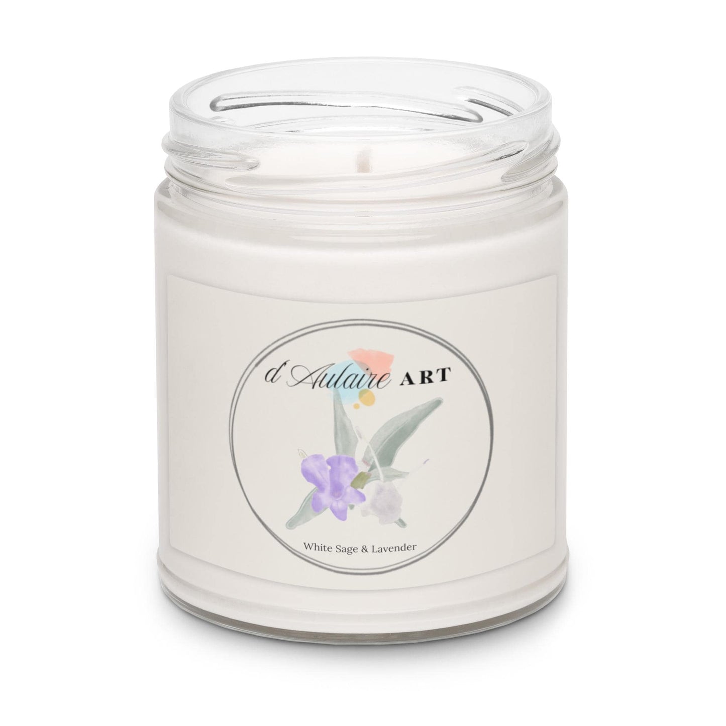 White Sage and Lavender Scented Soy Candle Watercolor Painting by d'Aulaire Art