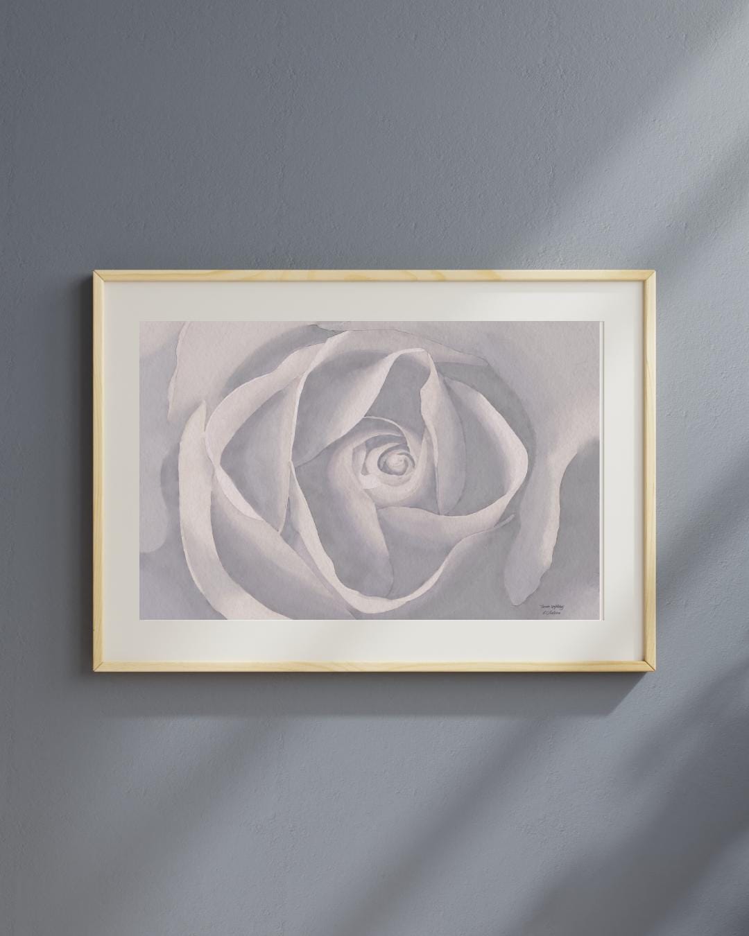 Shabby Chic Rose Watercolor Print - Purple Floral Botanical Wall Art