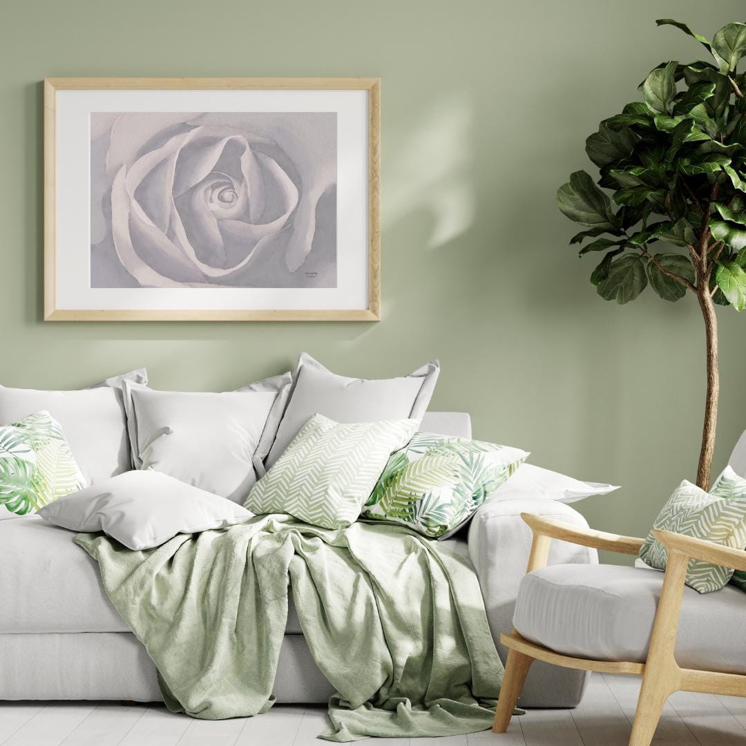 Shabby Chic Rose Watercolor Print - Purple Floral Botanical Wall Art