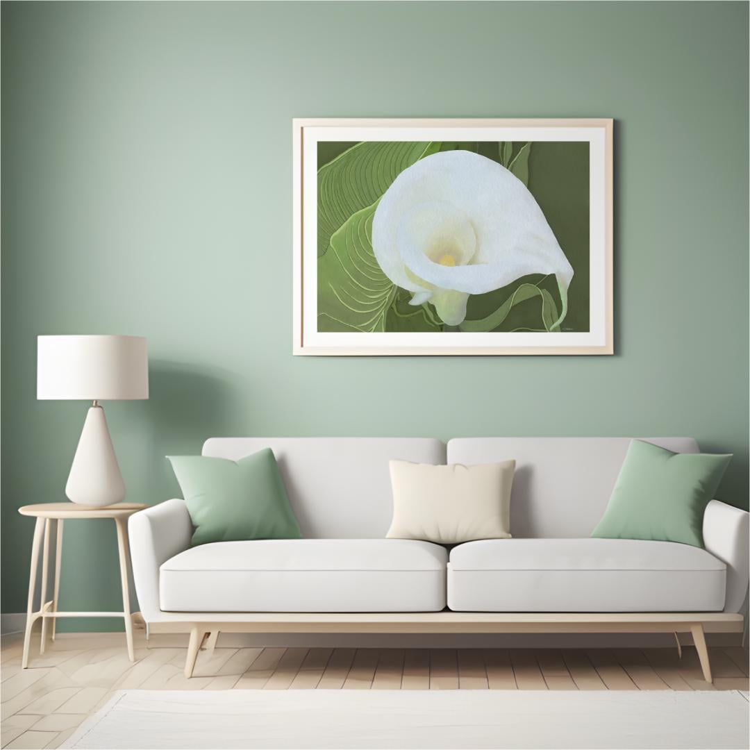 White Calla Lily Print - Watercolor Botanical Wall Art - Nature-inspired Home Décor