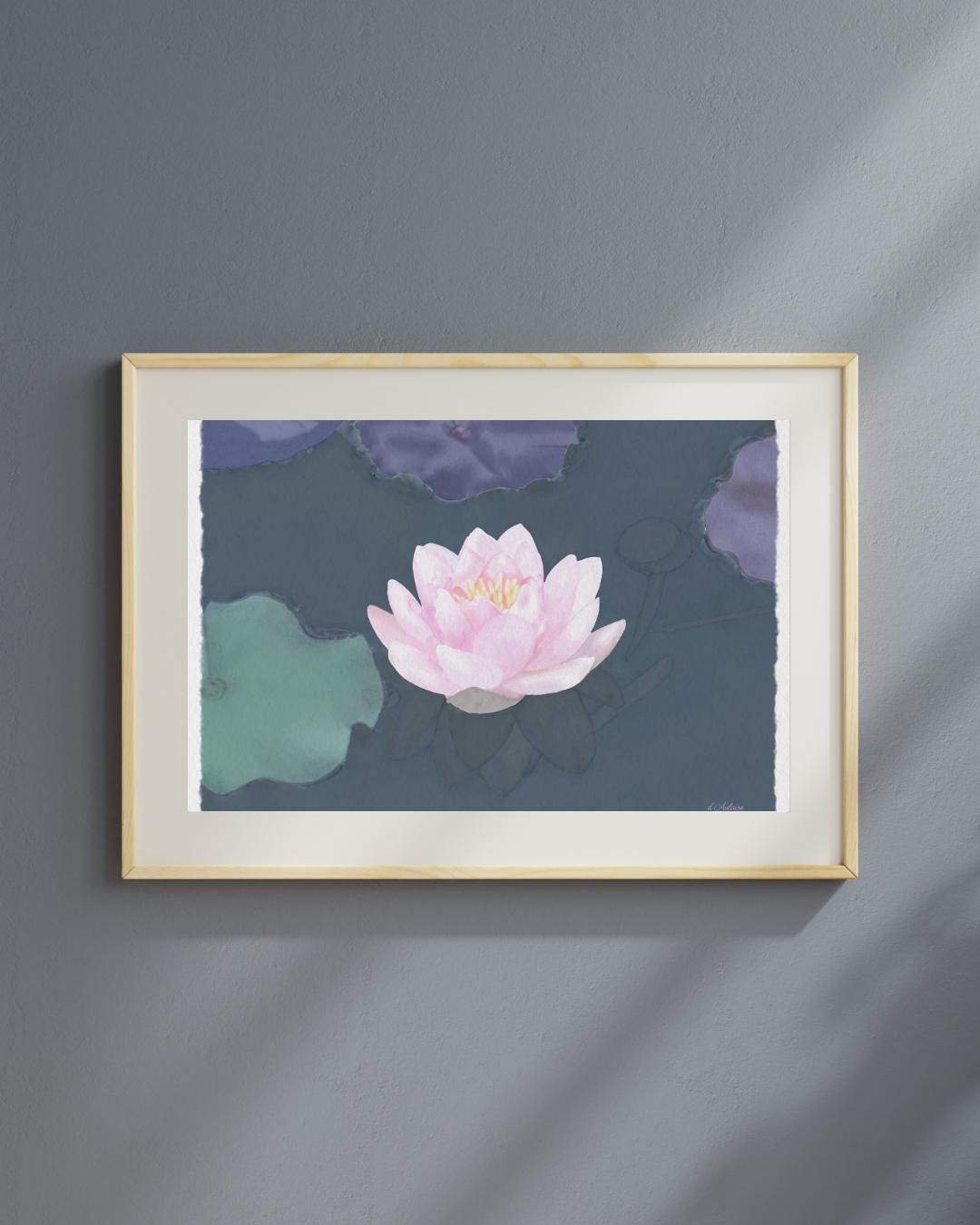 Watercolor Water Lily Pink Lotus Flower Art Print