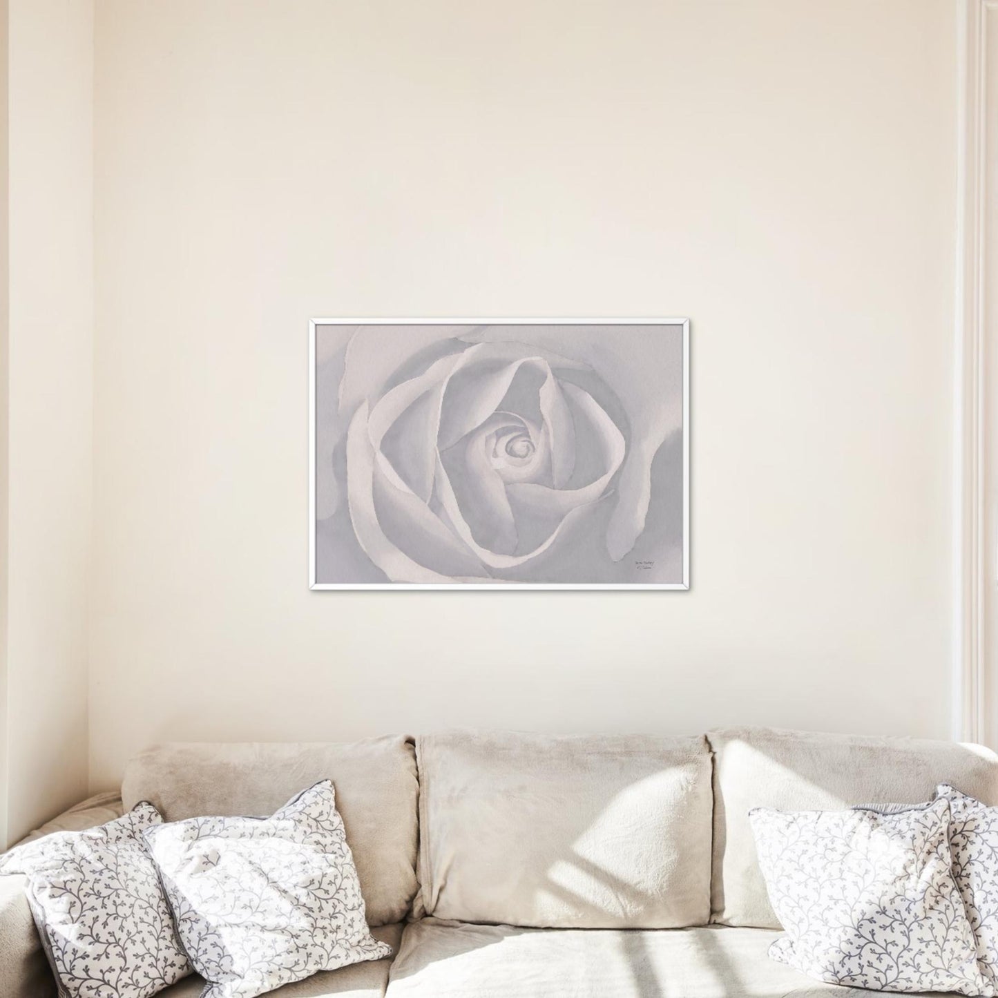 Shabby Chic Rose Watercolor Print - Purple Floral Botanical Wall Art