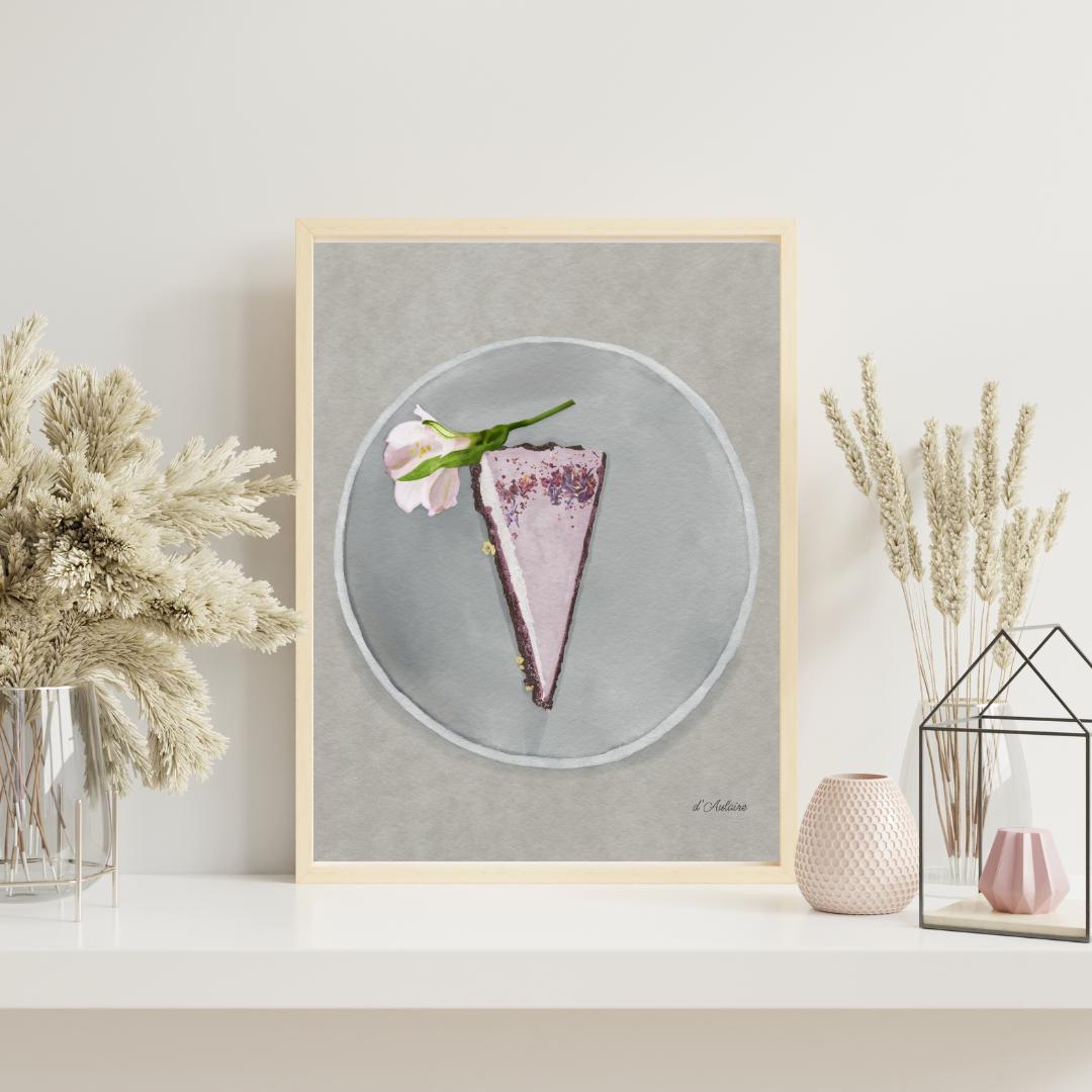 Lavender Cheesecake Watercolor Illustration Art Print