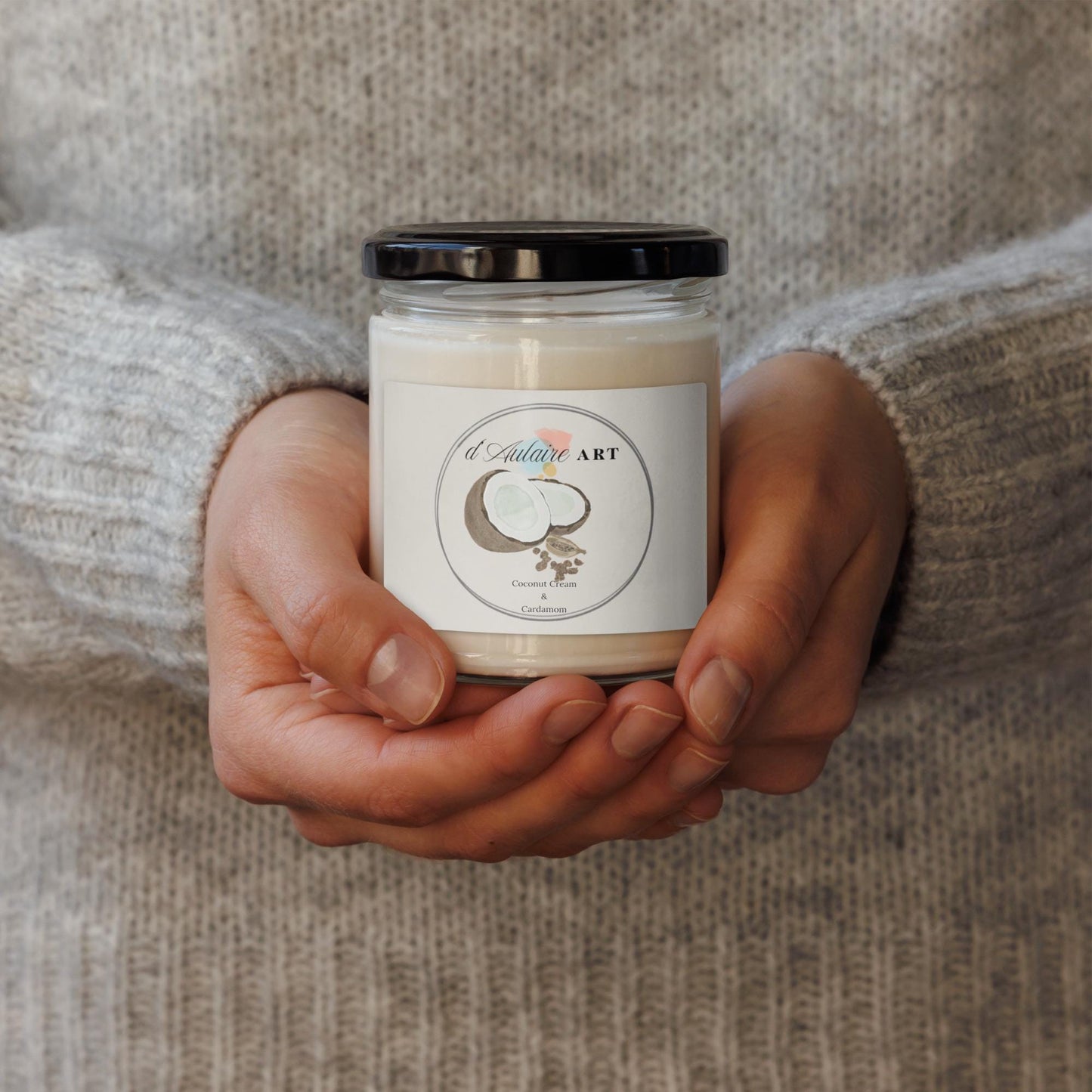 Coconut Cardamom Scented Soy Candle Watercolor Painting by d'Aulaire Art