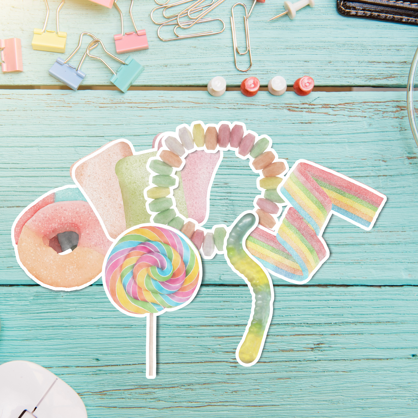 Hand-painted Watercolor Candy Stickers