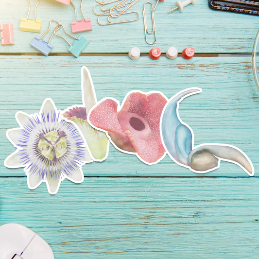 Hand-painted Watercolor Exotic Flower Stickers