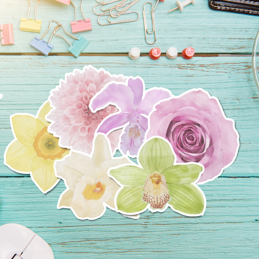 Hand-painted Watercolor Flower Stickers