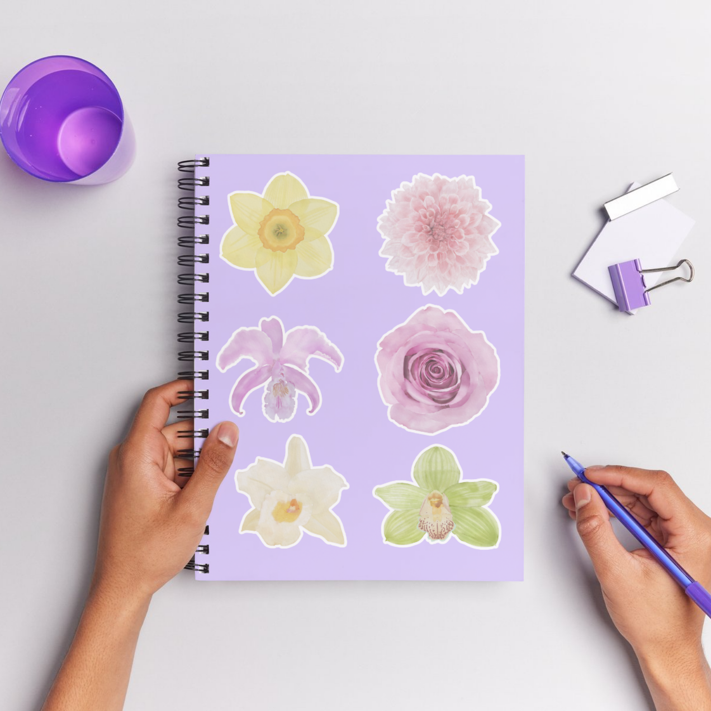 Hand-painted Watercolor Flower Stickers