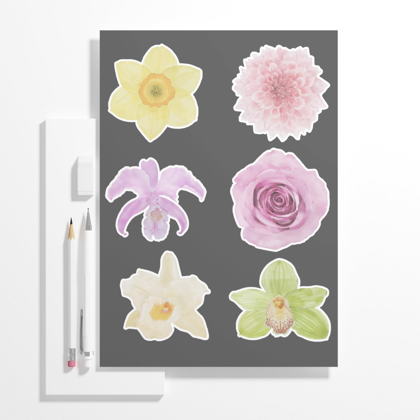 Hand-painted Watercolor Flower Stickers