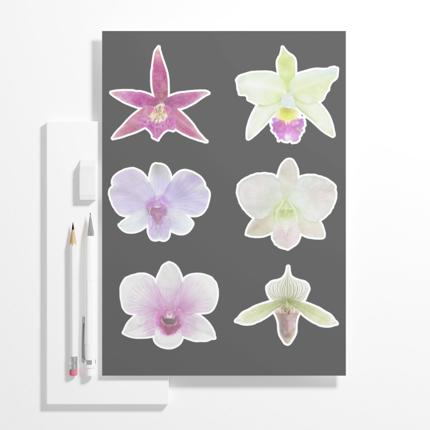 Hand-painted Watercolor Orchid Stickers