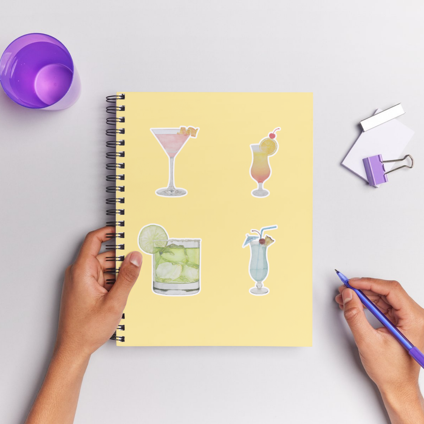 Watercolor Frozen Cocktail Stickers – Colorful Summer Beach Tropical Drinks