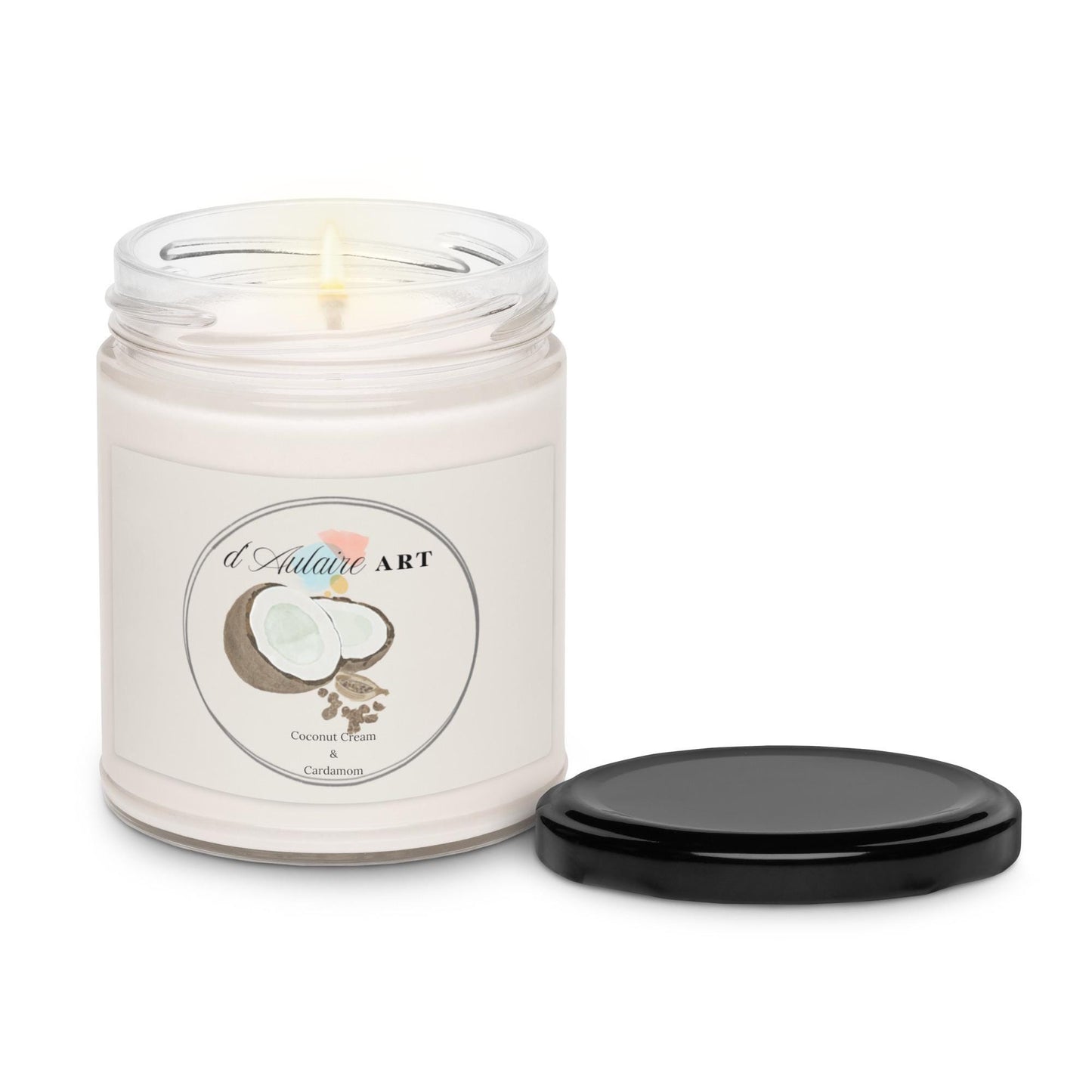 Coconut Cardamom Scented Soy Candle Watercolor Painting by d'Aulaire Art