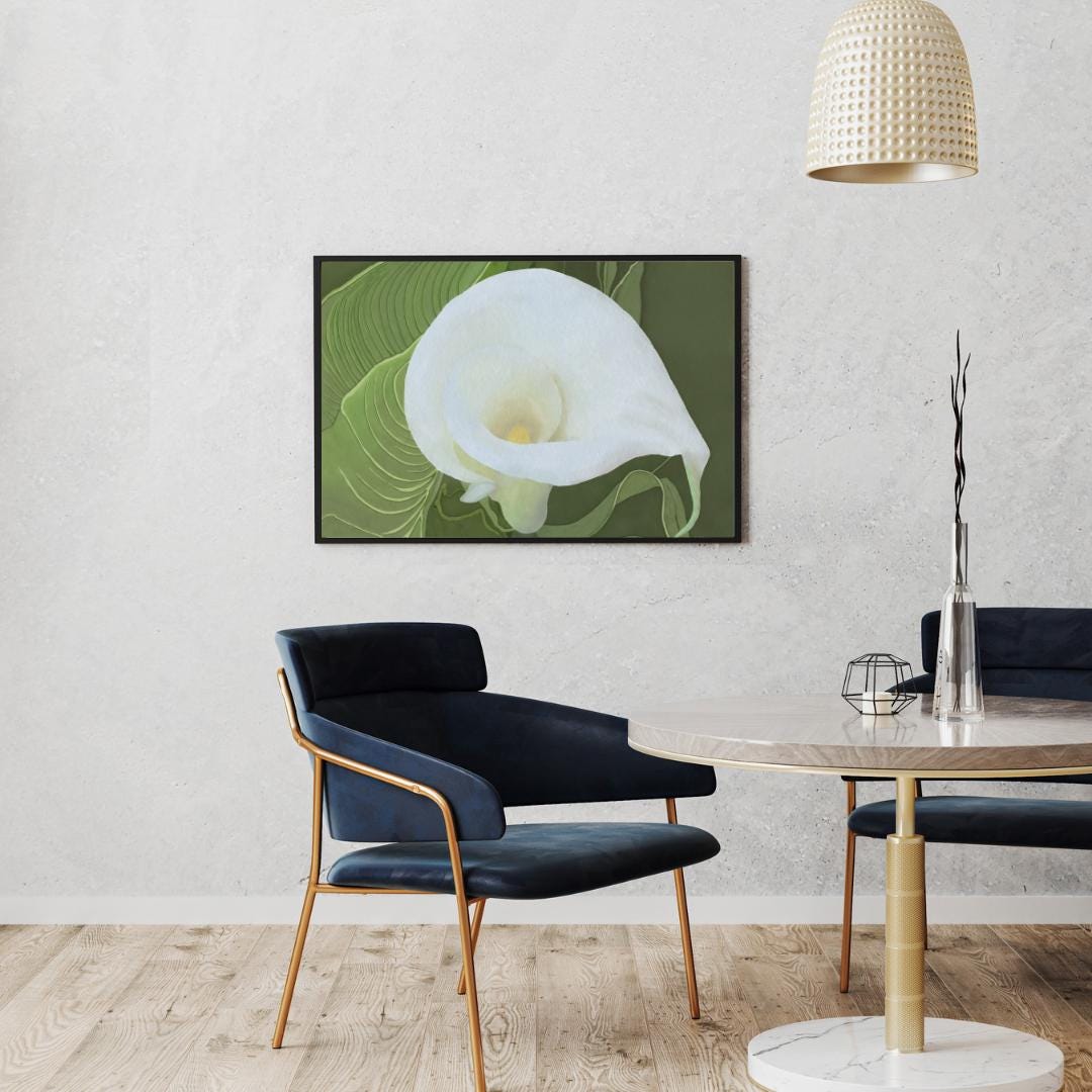 White Calla Lily Print - Watercolor Botanical Wall Art - Nature-inspired Home Décor